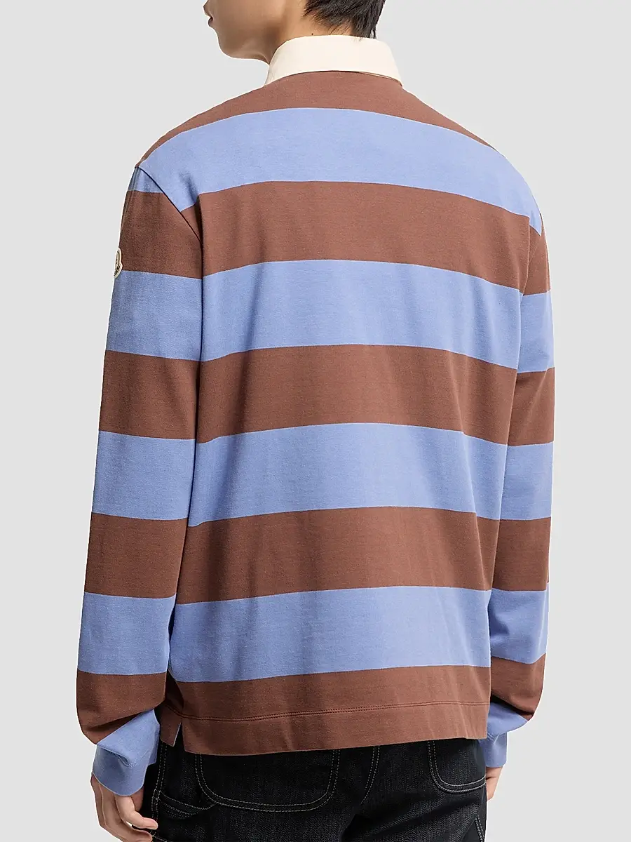 Moncler Men's Polo Shirt in Striped Cotton | Thumbnail 3 Moncler Men's Polo Shirt in Striped Cotton | Thumbnail 3