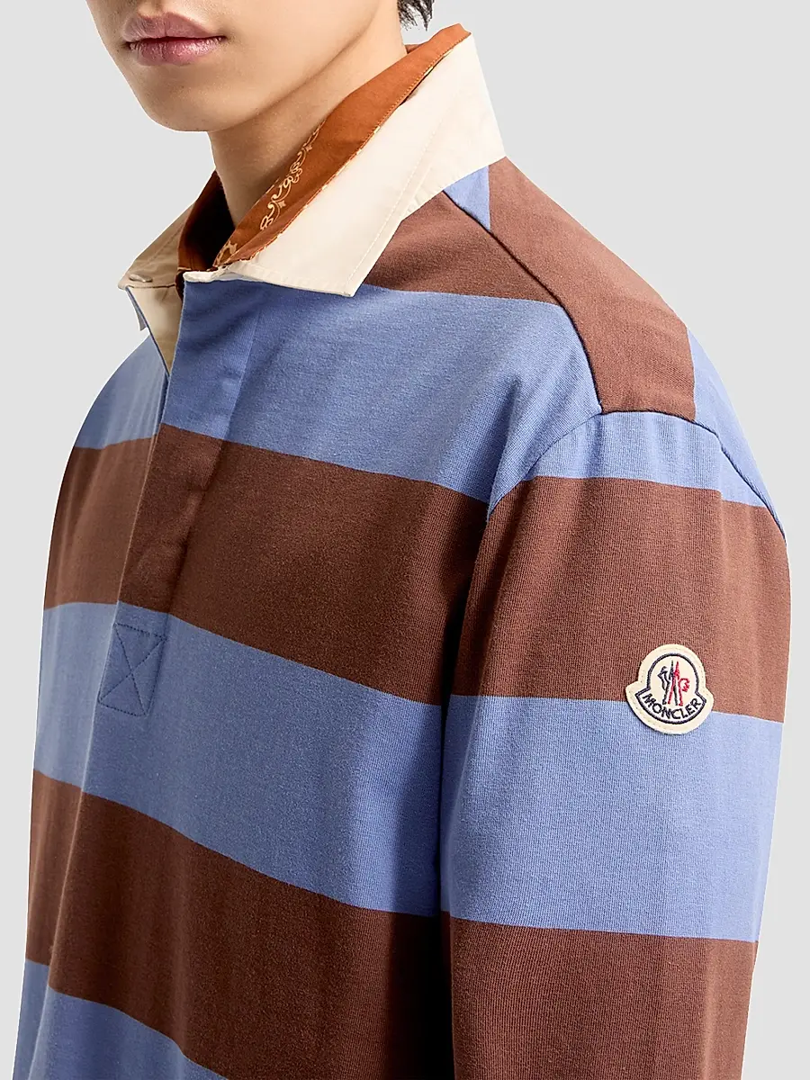 Moncler Men's Polo Shirt in Striped Cotton | Thumbnail 4 Moncler Men's Polo Shirt in Striped Cotton | Thumbnail 4