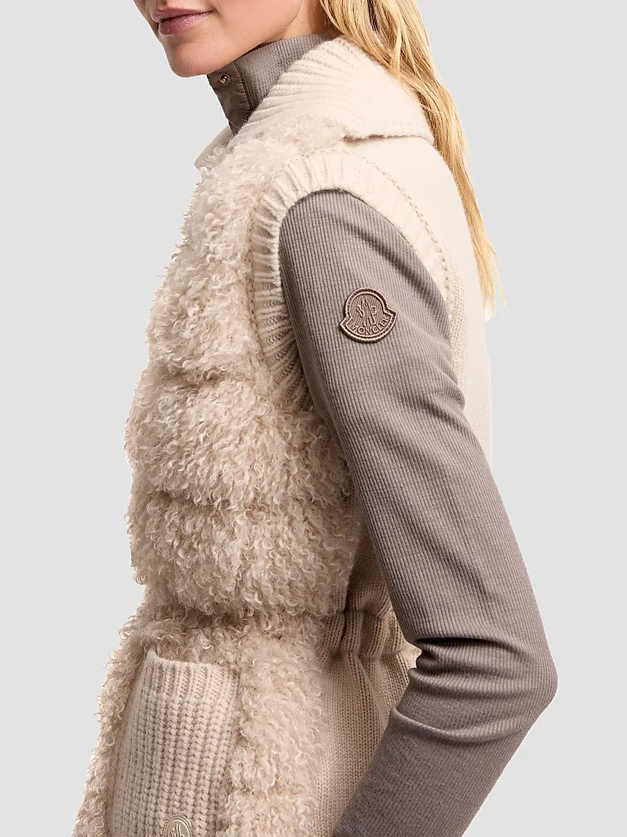 Moncler Women's Puffer Vest in Wool and Cashmere Blend | Thumbnail 4 Moncler Women's Puffer Vest in Wool and Cashmere Blend | Thumbnail 4