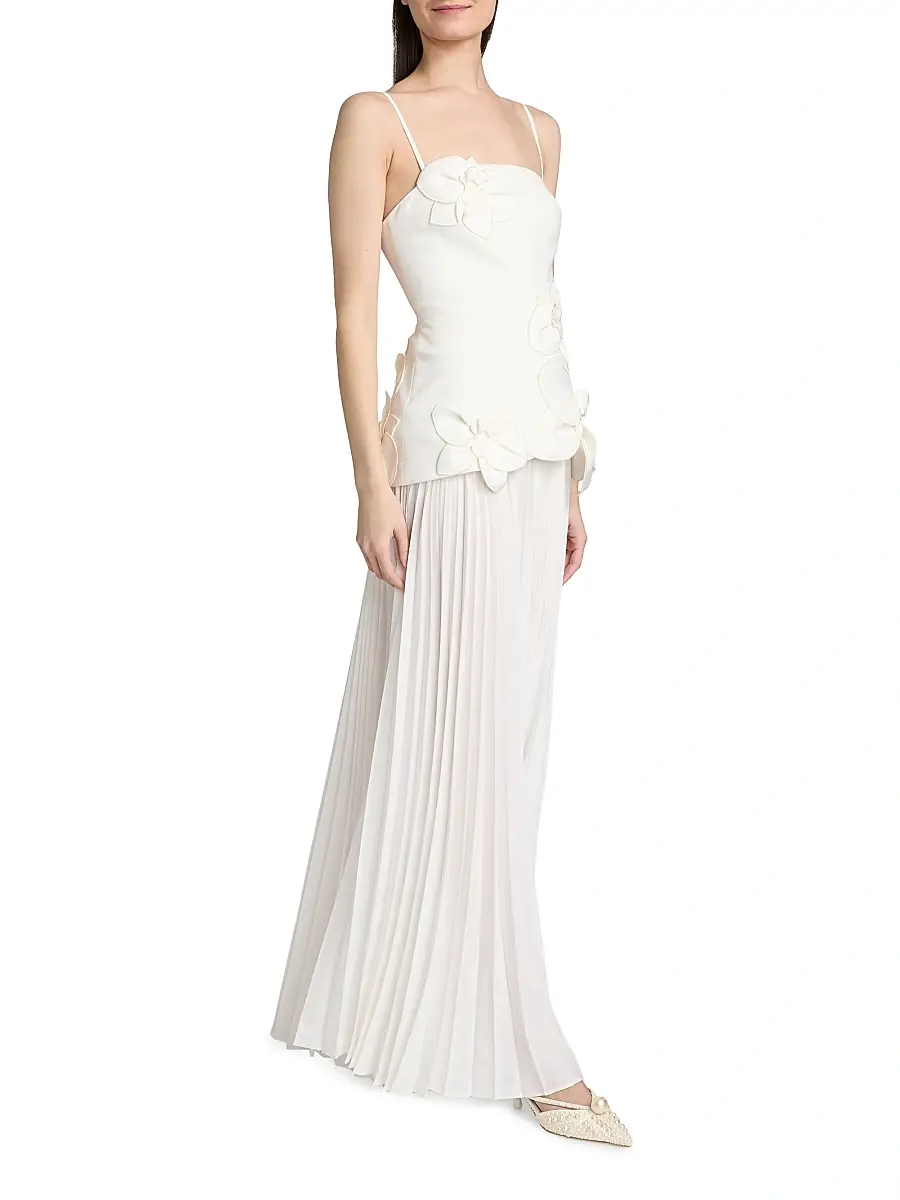 ACLER Women's Forever Young Avision Floral Appliqué Pleated Maxi Dress | Thumbnail 2 ACLER Women's Forever Young Avision Floral Appliqué Pleated Maxi Dress | Thumbnail 2