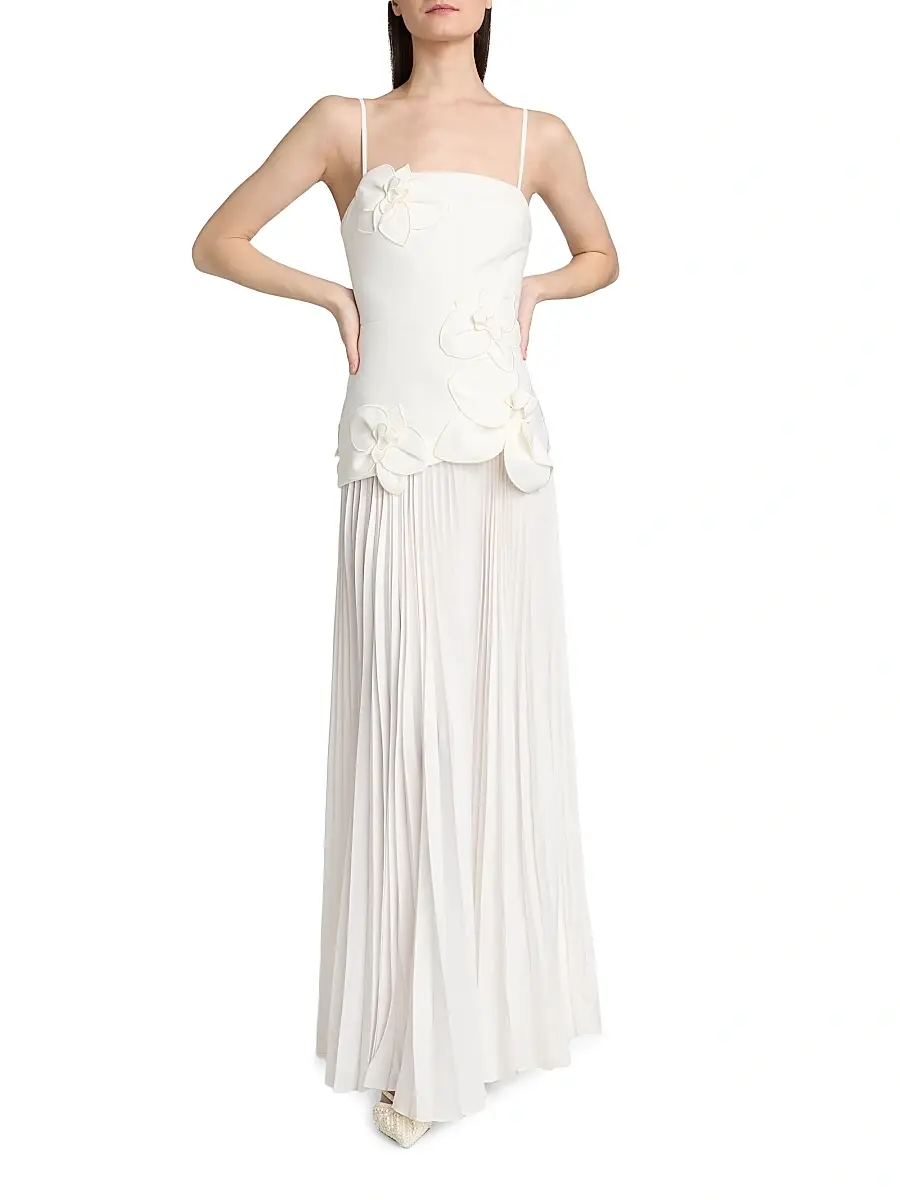 ACLER Women's Forever Young Avision Floral Appliqué Pleated Maxi Dress | Thumbnail 3 ACLER Women's Forever Young Avision Floral Appliqué Pleated Maxi Dress | Thumbnail 3