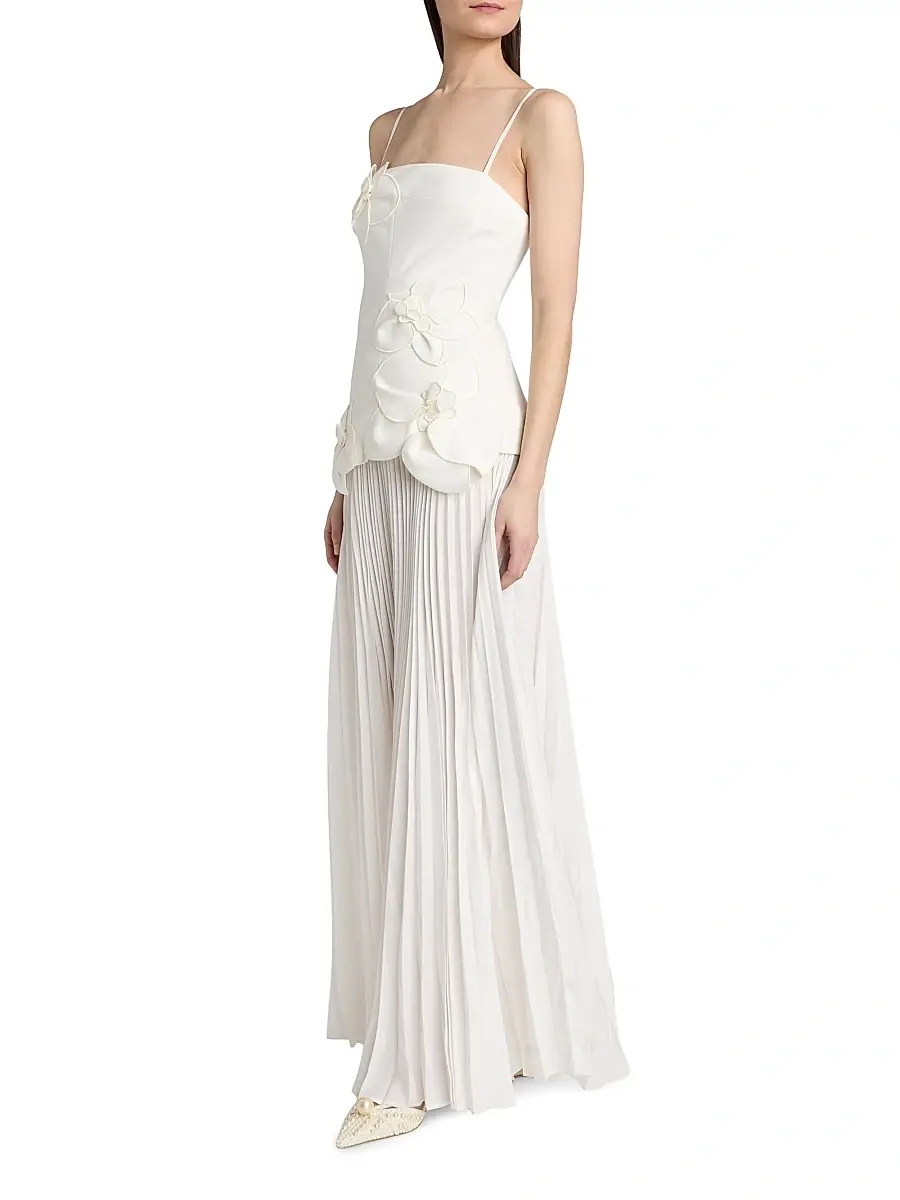 ACLER Women's Forever Young Avision Floral Appliqué Pleated Maxi Dress | Thumbnail 4 ACLER Women's Forever Young Avision Floral Appliqué Pleated Maxi Dress | Thumbnail 4