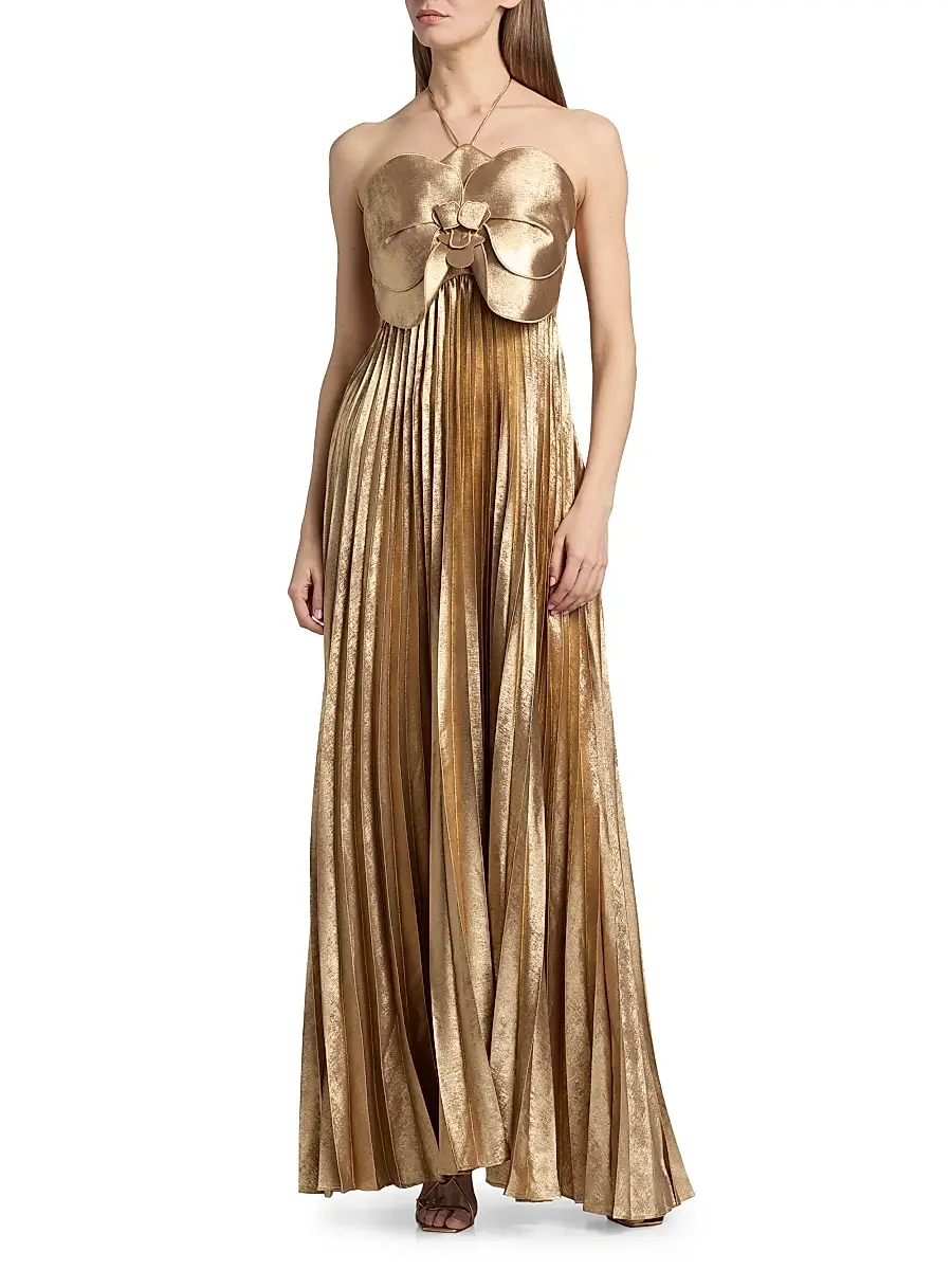ACLER Women's Forever Young Pullford Metallic Pleated Gown | Thumbnail 3 ACLER Women's Forever Young Pullford Metallic Pleated Gown | Thumbnail 3