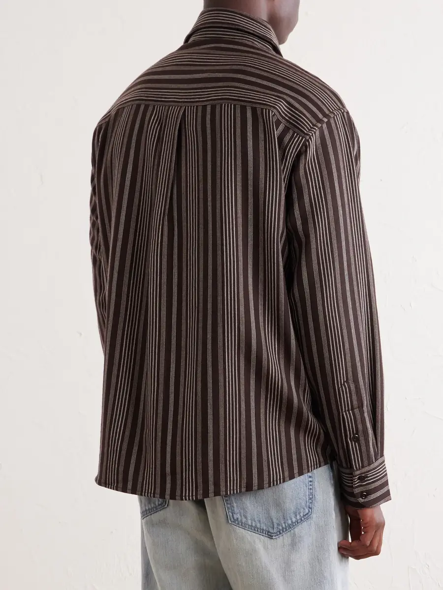 The Elder Statesman Striped Wool and Cashmere-Blend Shirt - Men | Thumbnail 4 The Elder Statesman Striped Wool and Cashmere-Blend Shirt - Men | Thumbnail 4