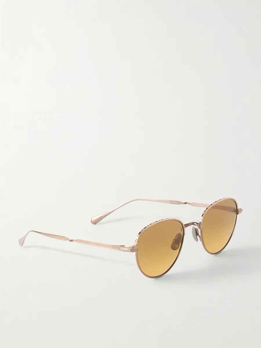 Garrett Leight California Optical Wells J Round-Frame Bronze-Tone Titanium Sunglasses - Men | Thumbnail 4 Garrett Leight California Optical Wells J Round-Frame Bronze-Tone Titanium Sunglasses - Men | Thumbnail 4