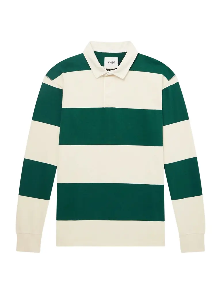Drake's Stripe Cotton-Jersey Polo Shirt - Men | Image 1 Drake's Stripe Cotton-Jersey Polo Shirt - Men | Image 1