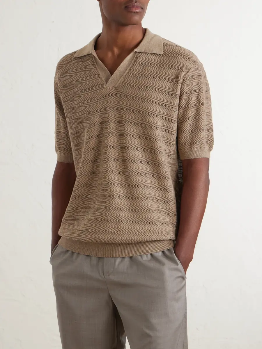 Frescobol Carioca Rino Open-Knit Cotton Polo Shirt - Men | Thumbnail 3