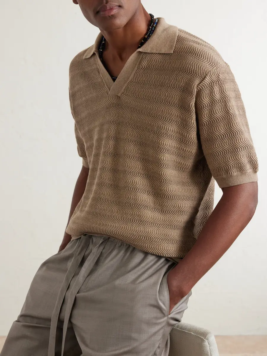 Frescobol Carioca Rino Open-Knit Cotton Polo Shirt - Men | Thumbnail 5