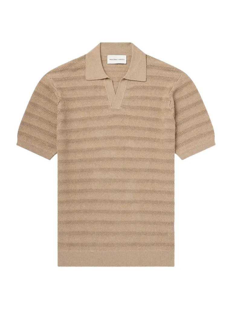 Frescobol Carioca Rino Open-Knit Cotton Polo Shirt - Men | Image 1 Frescobol Carioca Rino Open-Knit Cotton Polo Shirt - Men | Image 1