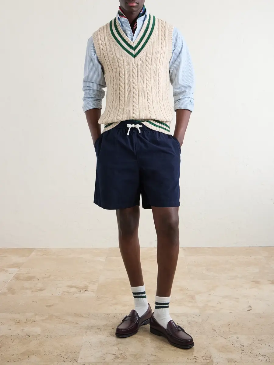 Drake's Straight-Leg Cotton Drawstring Shorts - Men | Thumbnail 2