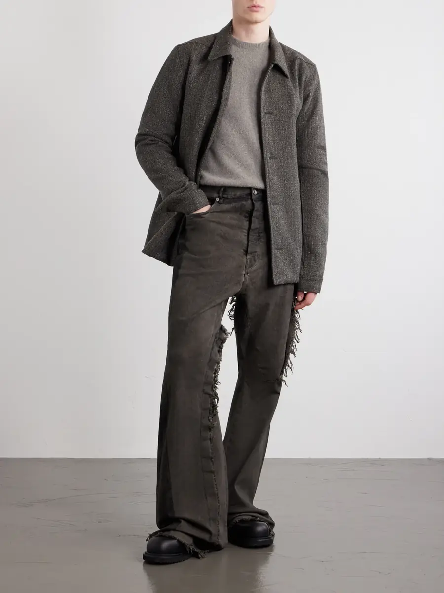 Rick Owens Bolan Frayed Baggy Bootcut Jeans - Men | Thumbnail 2