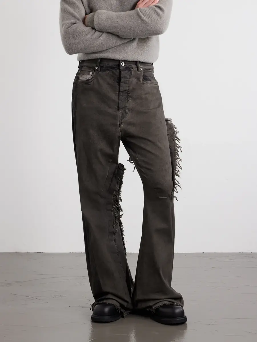 Rick Owens Bolan Frayed Baggy Bootcut Jeans - Men | Thumbnail 3