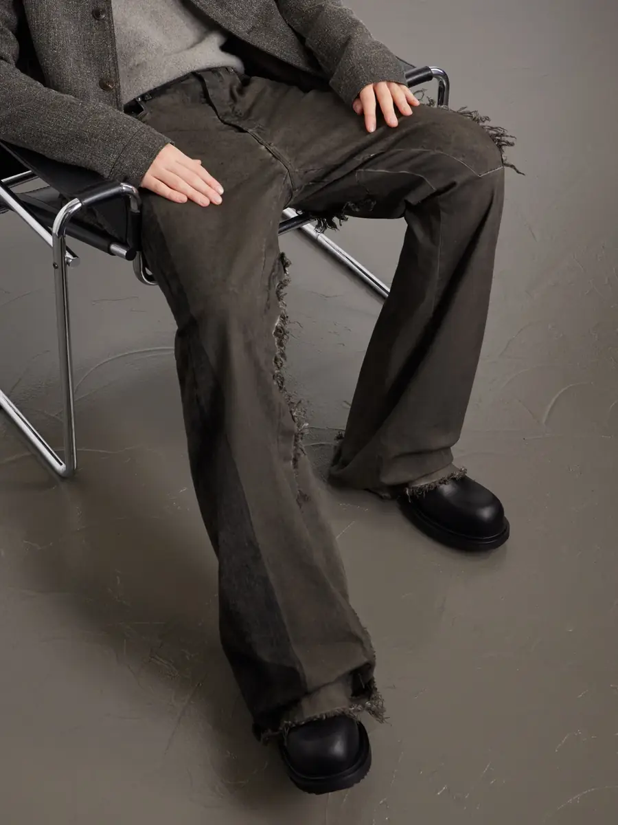 Rick Owens Bolan Frayed Baggy Bootcut Jeans - Men | Thumbnail 5