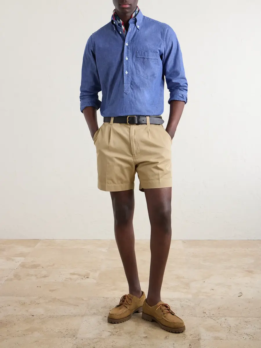 Drake's Button-Down Collar Cotton and Linen-Blend Polo Shirt - Men | Thumbnail 2