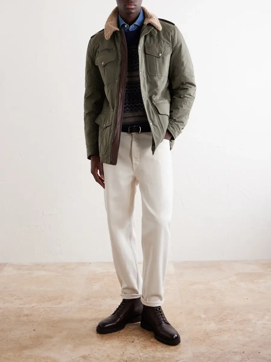 Brunello Cucinelli Shearling-Trimmed Padded Canvas Jacket - Men | Thumbnail 2 Brunello Cucinelli Shearling-Trimmed Padded Canvas Jacket - Men | Thumbnail 2