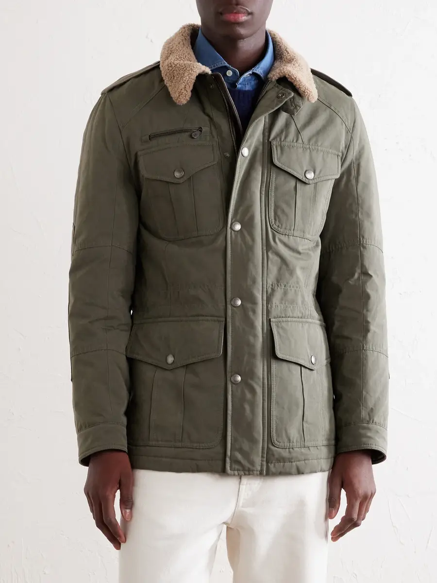 Brunello Cucinelli Shearling-Trimmed Padded Canvas Jacket - Men | Thumbnail 3 Brunello Cucinelli Shearling-Trimmed Padded Canvas Jacket - Men | Thumbnail 3