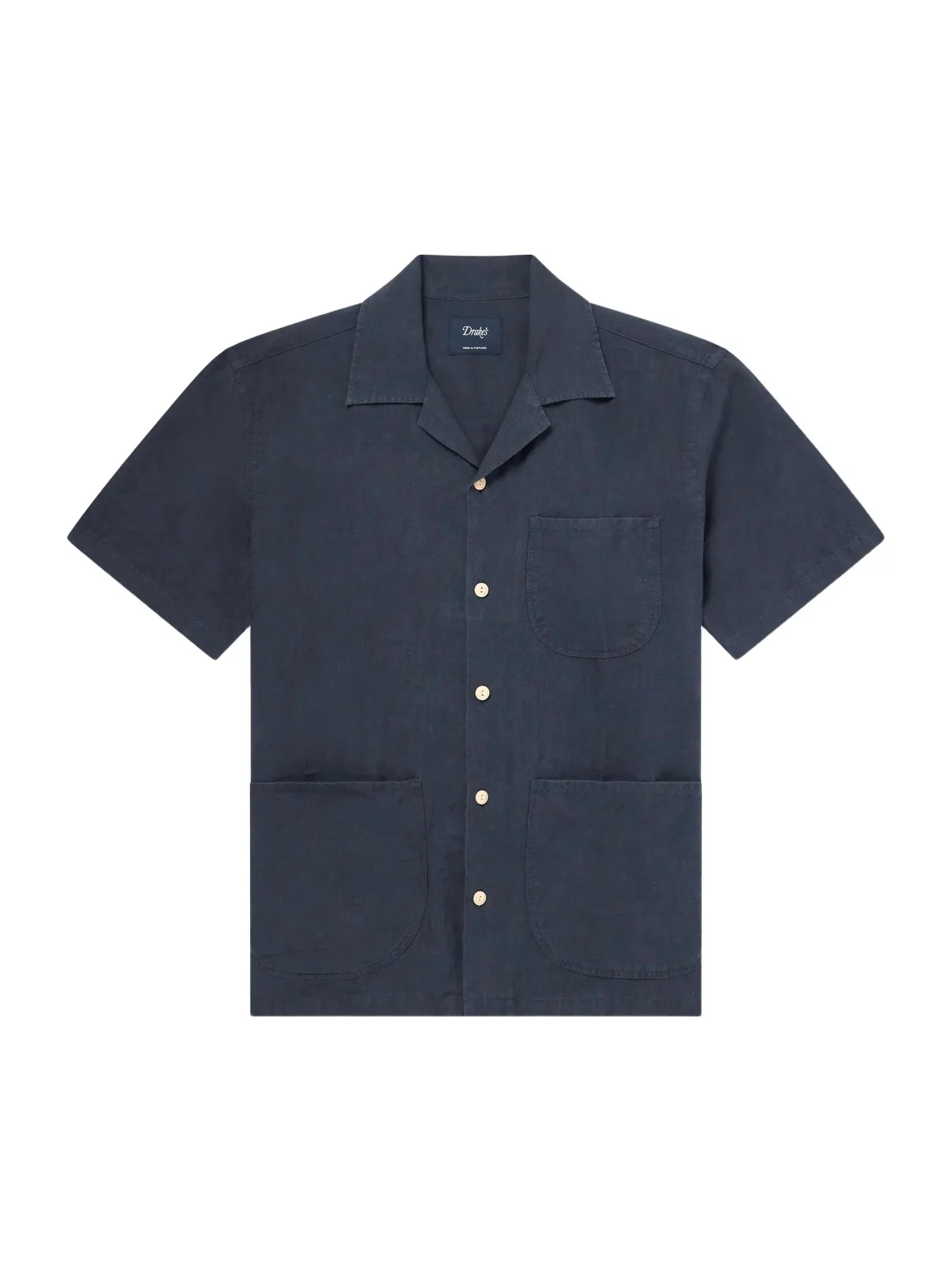 Drake's Camp-Collar Linen Shirt - Men