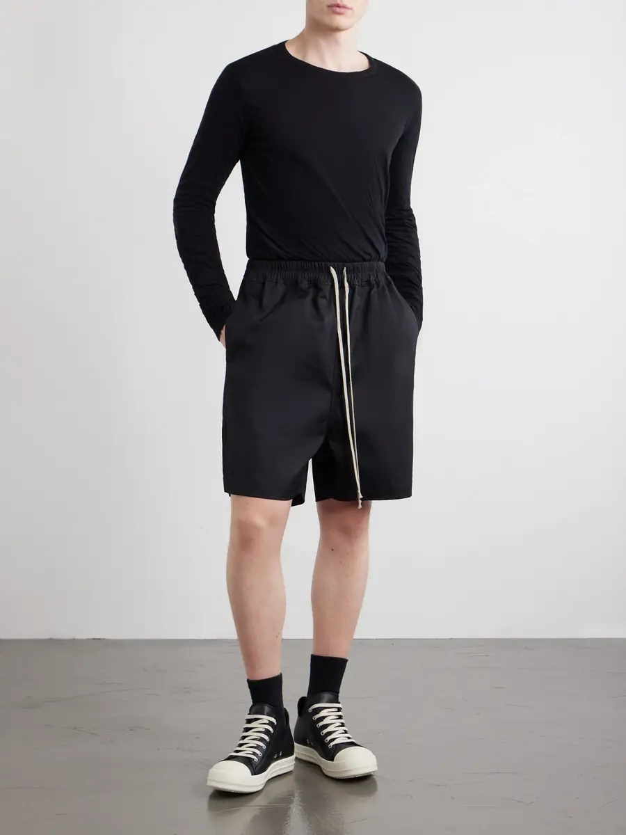 Rick Owens Boxer Straight-Leg Cotton-Blend Canvas Drawstring Shorts - Men | Thumbnail 2 Rick Owens Boxer Straight-Leg Cotton-Blend Canvas Drawstring Shorts - Men | Thumbnail 2