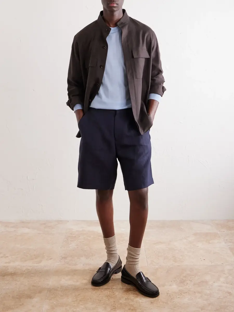 Paul Smith Straight-Leg Linen Shorts - Men | Thumbnail 2 Paul Smith Straight-Leg Linen Shorts - Men | Thumbnail 2