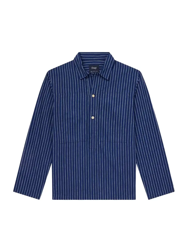 Drake's Striped Cotton Polo Shirt - Men | Image 1 Drake's Striped Cotton Polo Shirt - Men | Image 1