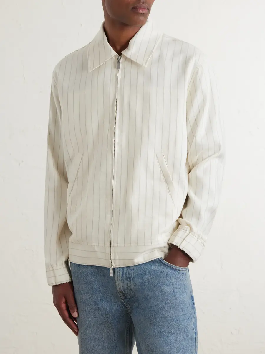 Frescobol Carioca Tomas Striped Linen and Cotton-Blend Blouson Jacket - Men | Thumbnail 3