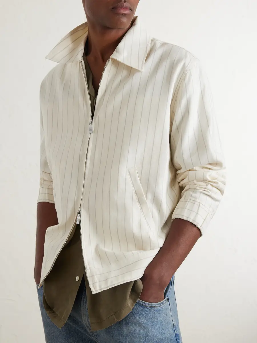 Frescobol Carioca Tomas Striped Linen and Cotton-Blend Blouson Jacket - Men | Thumbnail 5