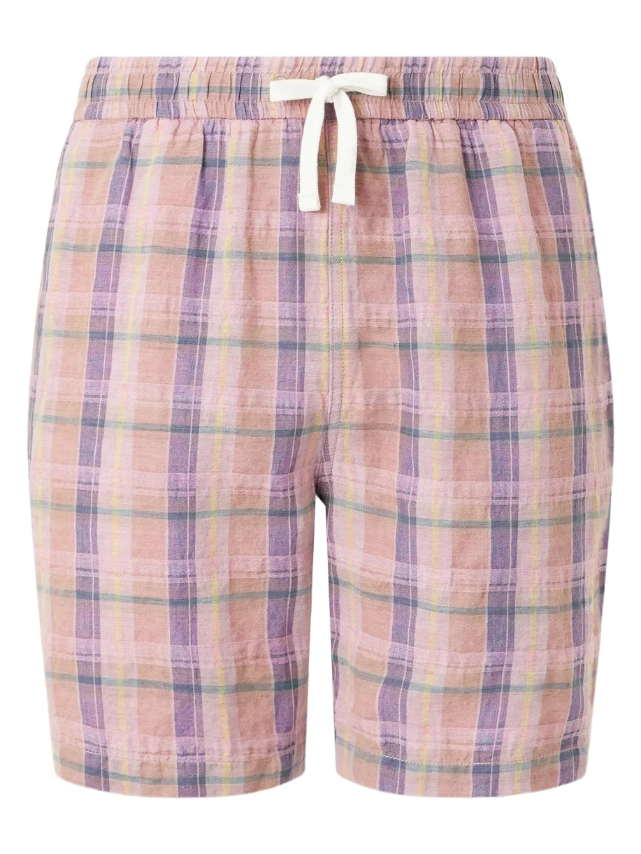 Drake's Straight-Leg Checked Linen And Cotton-Blend Drawstring Shorts - Men