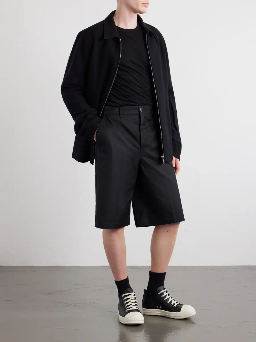 Rick Owens Straight-Leg Cotton-Blend Canvas Shorts - Men | Thumbnail 2 Rick Owens Straight-Leg Cotton-Blend Canvas Shorts - Men | Thumbnail 2