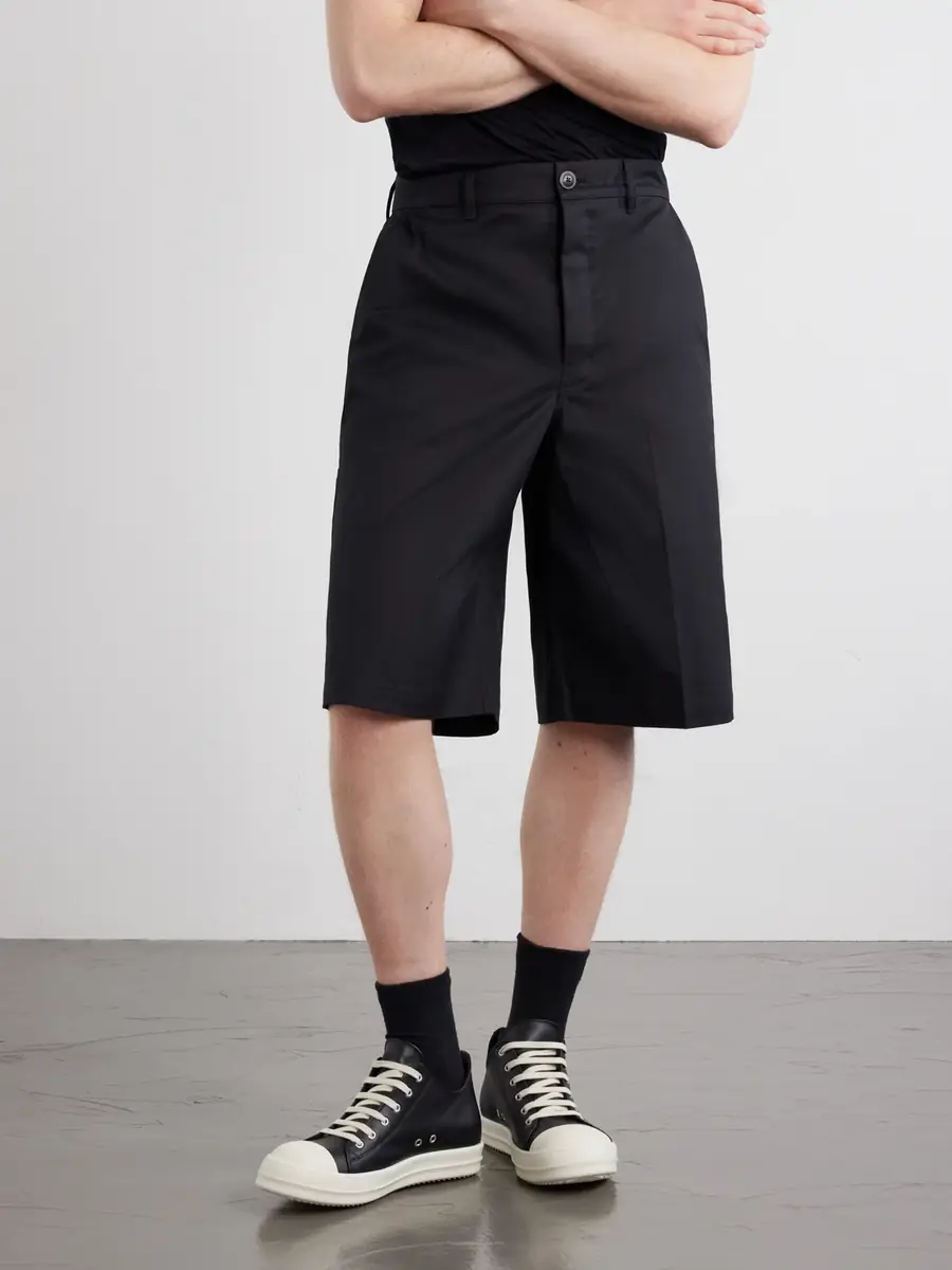 Rick Owens Straight-Leg Cotton-Blend Canvas Shorts - Men | Thumbnail 3 Rick Owens Straight-Leg Cotton-Blend Canvas Shorts - Men | Thumbnail 3