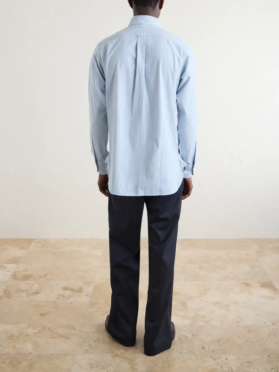 Drake's Button-Down Collar Striped Cotton Shirt - Men | Thumbnail 4