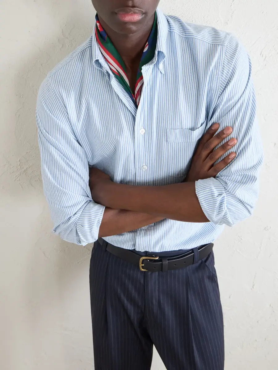 Drake's Button-Down Collar Striped Cotton Shirt - Men | Thumbnail 5