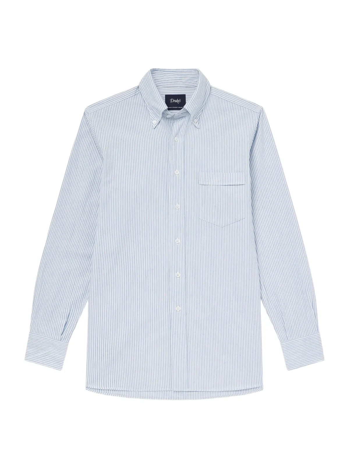 Drake's Button-Down Collar Striped Cotton Shirt - Men