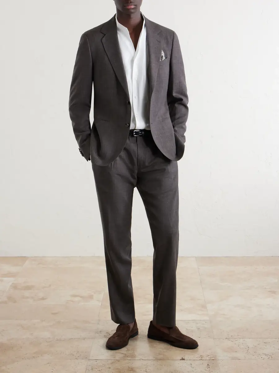 MR P. Straight-Leg Pleated Wool, Silk and Linen-Blend Suit Trousers - Men | Thumbnail 2