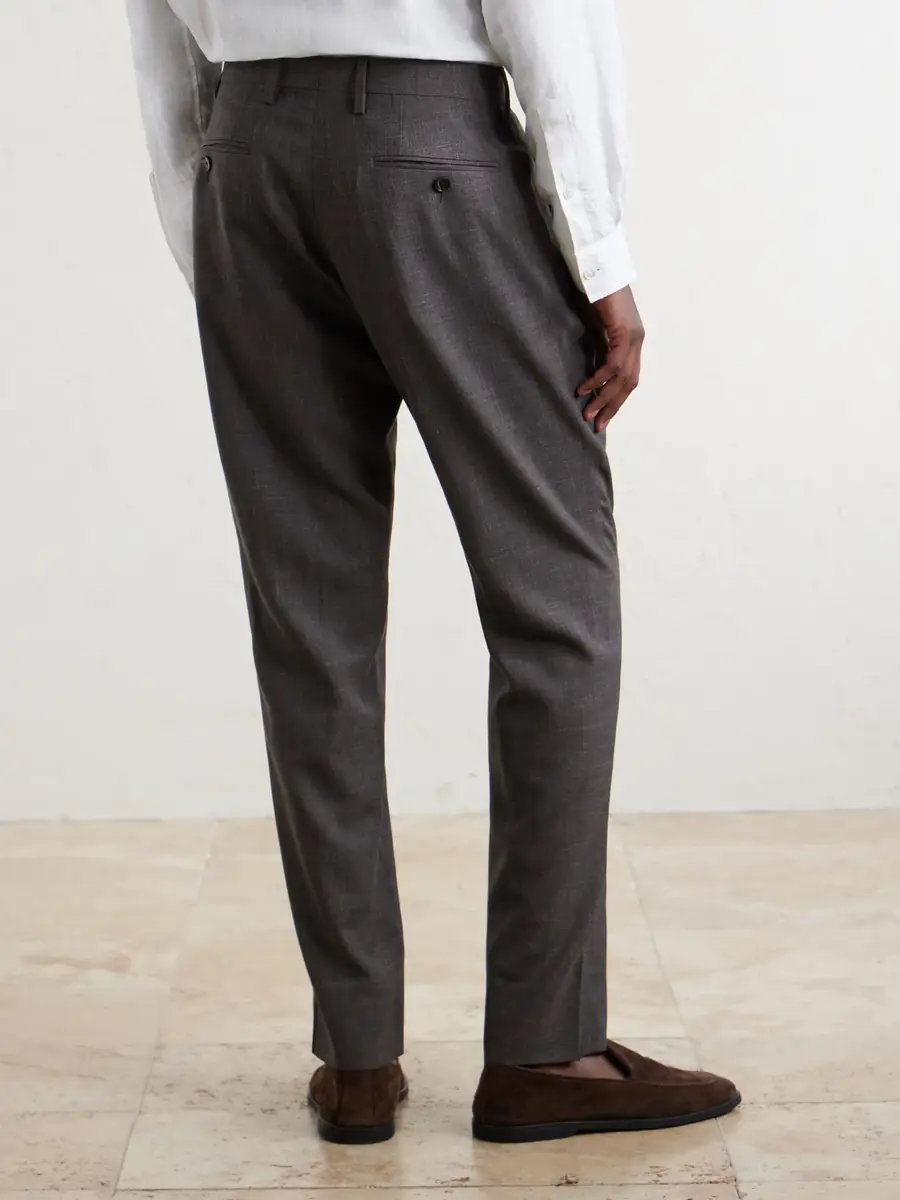MR P. Straight-Leg Pleated Wool, Silk and Linen-Blend Suit Trousers - Men | Thumbnail 4