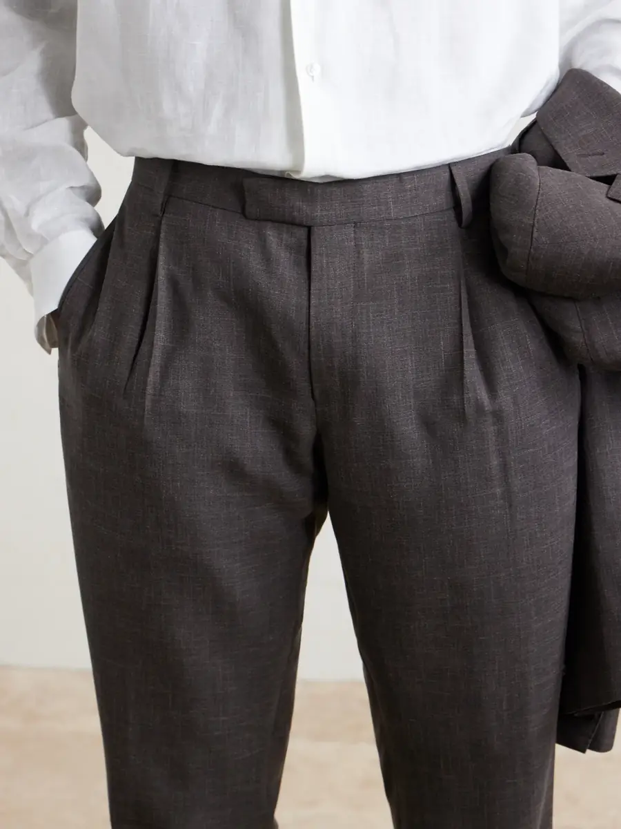 MR P. Straight-Leg Pleated Wool, Silk and Linen-Blend Suit Trousers - Men | Thumbnail 5