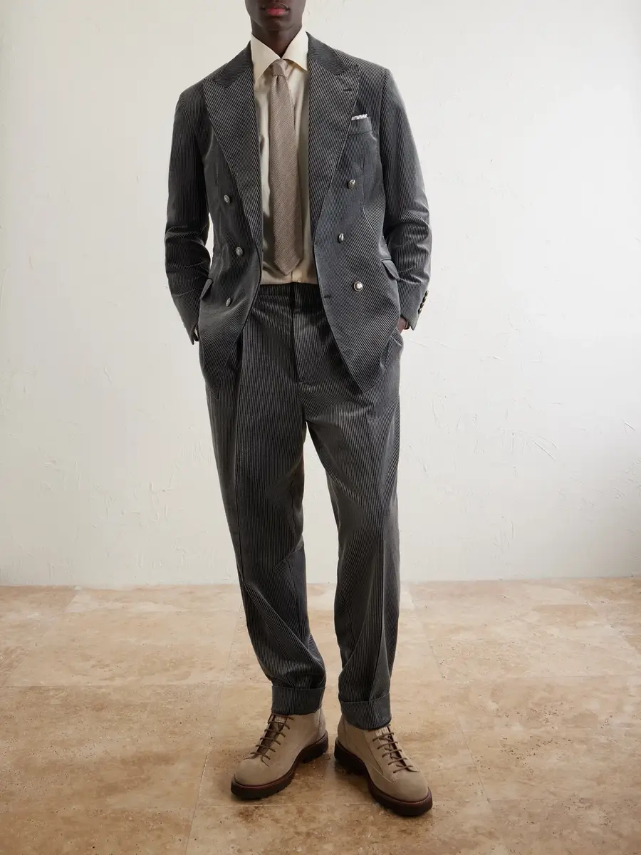 Brunello Cucinelli Slim-Fit Double-Breasted Cotton-Corduroy Suit Jacket - Men | Thumbnail 4 Brunello Cucinelli Slim-Fit Double-Breasted Cotton-Corduroy Suit Jacket - Men | Thumbnail 4