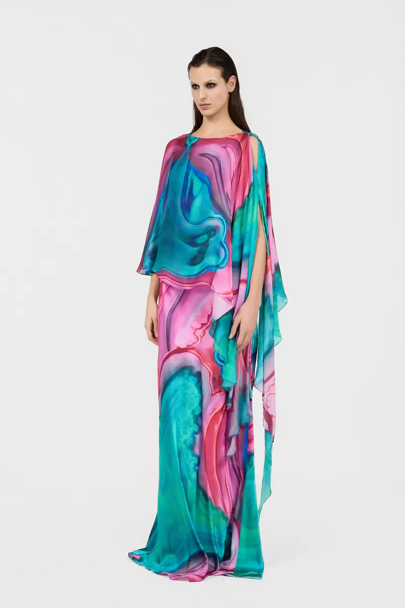 Roberto Cavalli Maxi Dress in Silk with Agata Print | Thumbnail 2