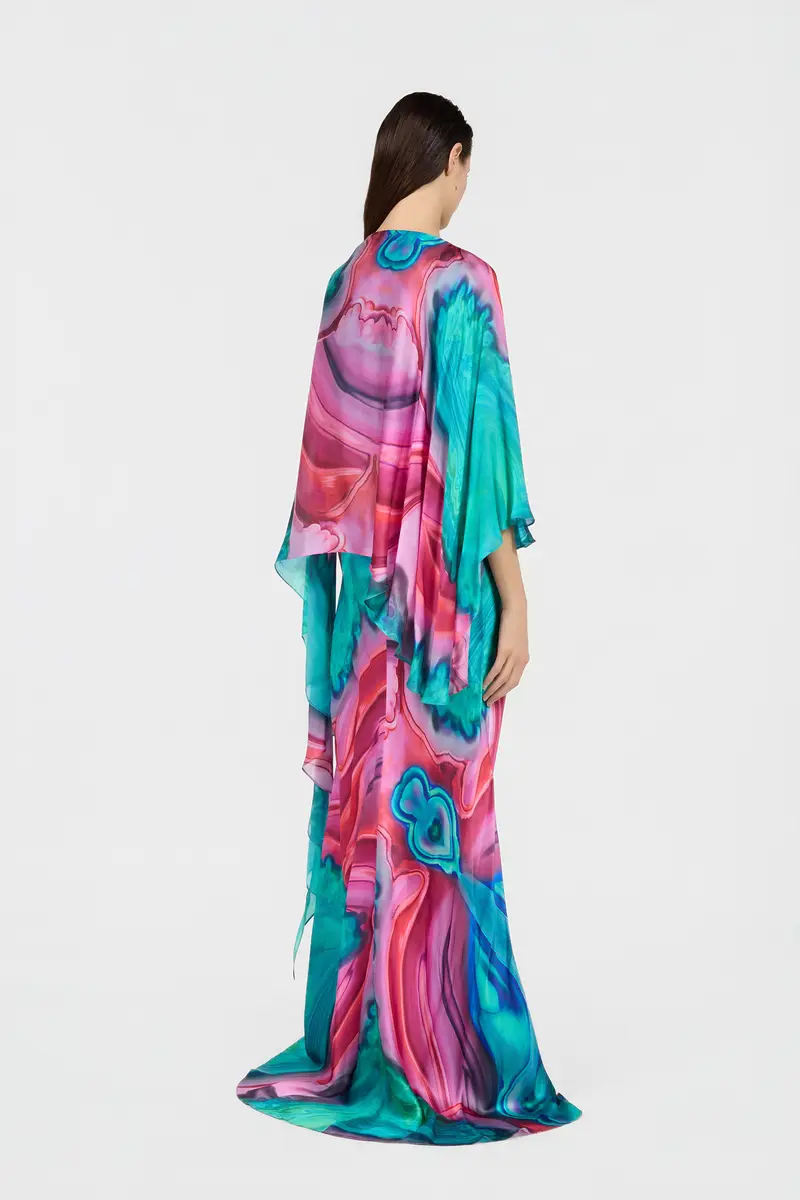 Roberto Cavalli Maxi Dress in Silk with Agata Print | Thumbnail 3