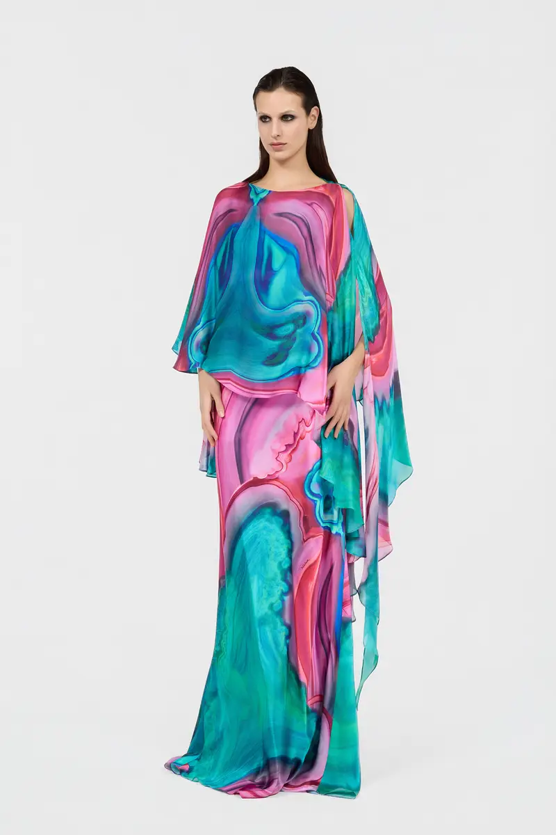 Roberto Cavalli Maxi Dress in Silk with Agata Print | Thumbnail 6