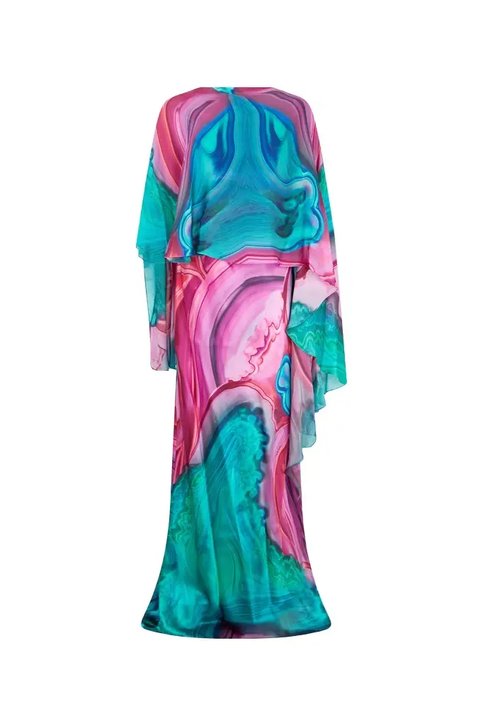 Maxi Dress in Silk with Agata Print
