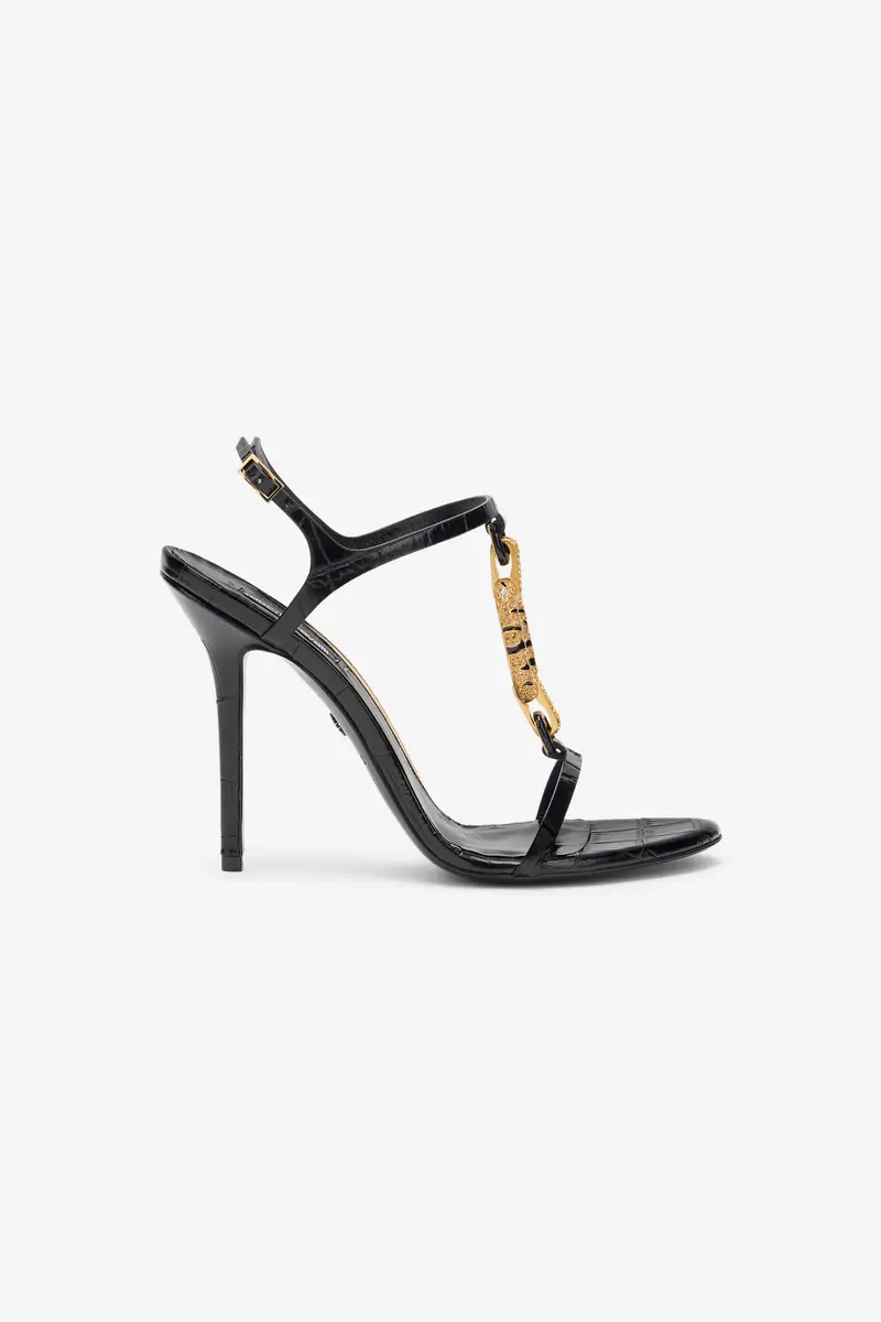 Roberto Cavalli Leather Sandal with Jewel Detail | Thumbnail 2