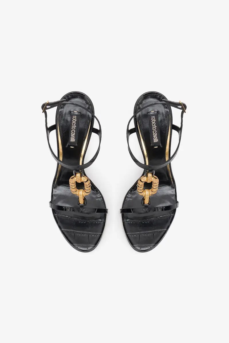 Roberto Cavalli Leather Sandal with Jewel Detail | Thumbnail 4