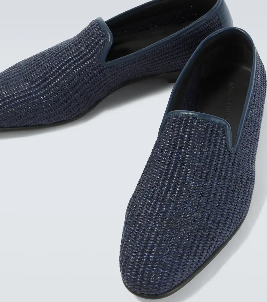 Manolo Blahnik Mario leather-trimmed raffia loafers | Thumbnail 2 Manolo Blahnik Mario leather-trimmed raffia loafers | Thumbnail 2