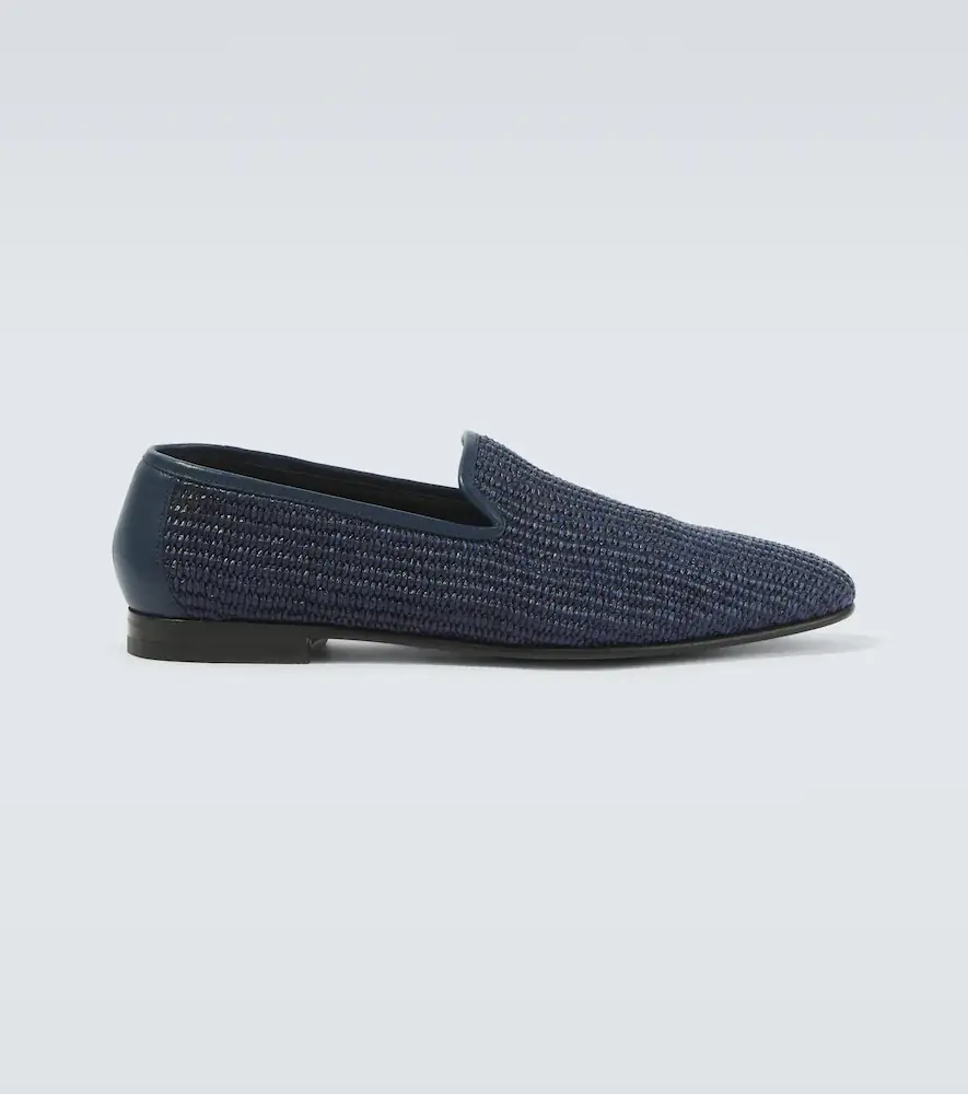 Manolo Blahnik Mario leather-trimmed raffia loafers | Thumbnail 3 Manolo Blahnik Mario leather-trimmed raffia loafers | Thumbnail 3