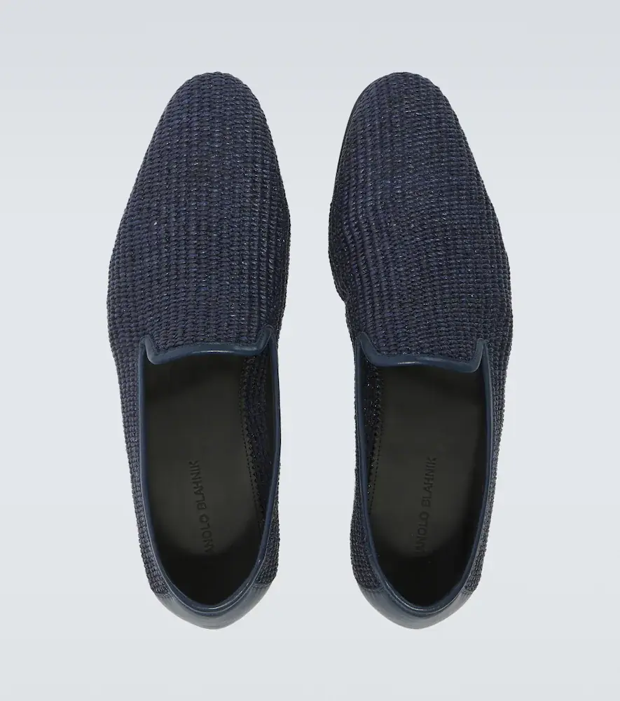 Manolo Blahnik Mario leather-trimmed raffia loafers | Thumbnail 4 Manolo Blahnik Mario leather-trimmed raffia loafers | Thumbnail 4