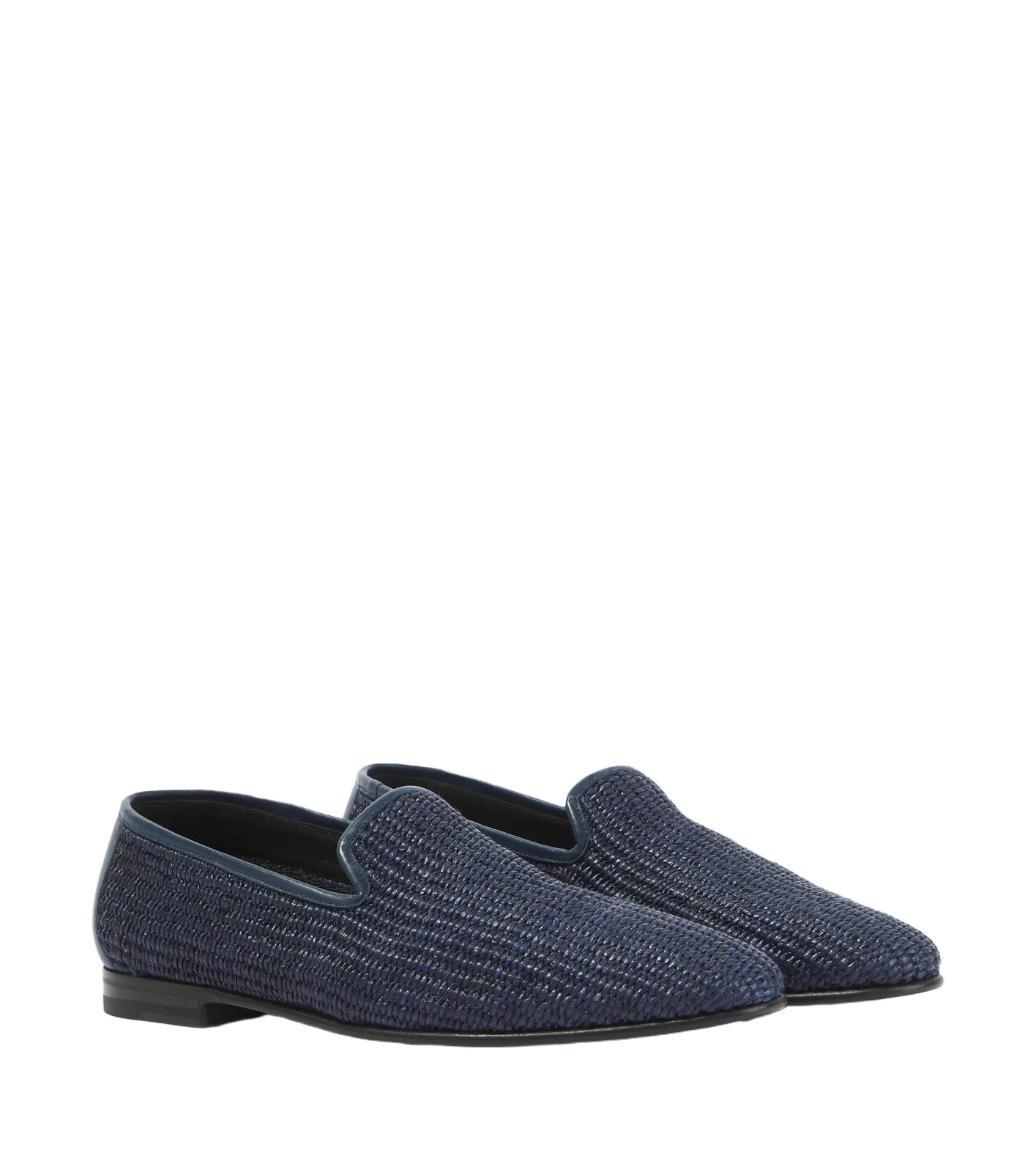Manolo Blahnik Mario leather-trimmed raffia loafers