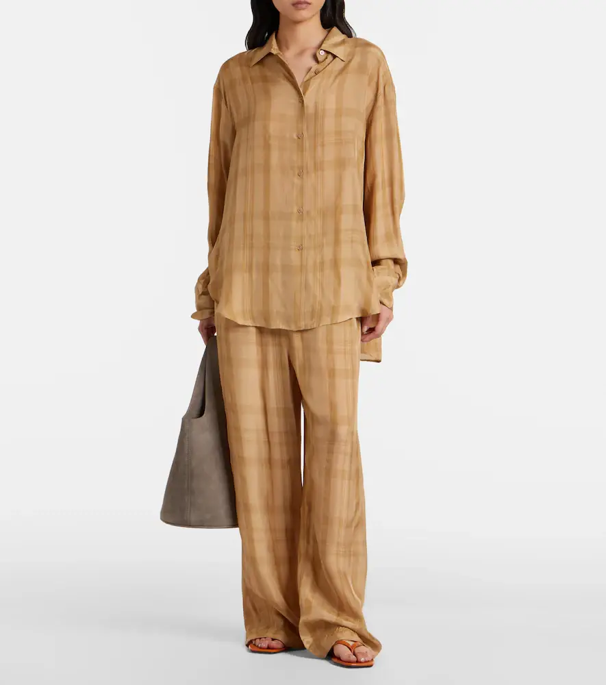 The Frankie Shop Baxter checked twill wide-leg pants | Thumbnail 3 The Frankie Shop Baxter checked twill wide-leg pants | Thumbnail 3