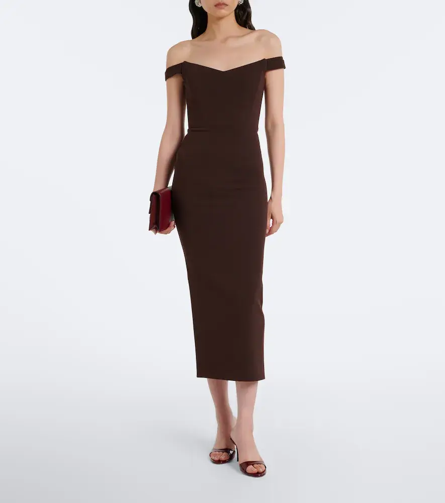 Alex Perry Off-shoulder crêpe midi dress | Thumbnail 5