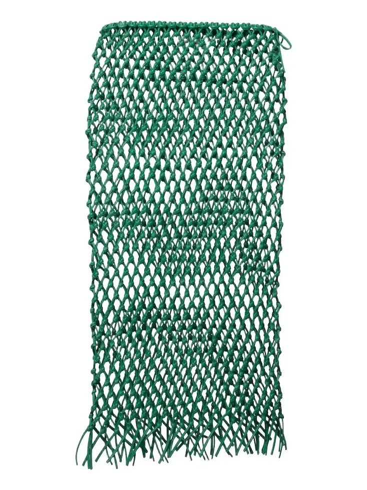Nelaya macramé leather midi skirt
