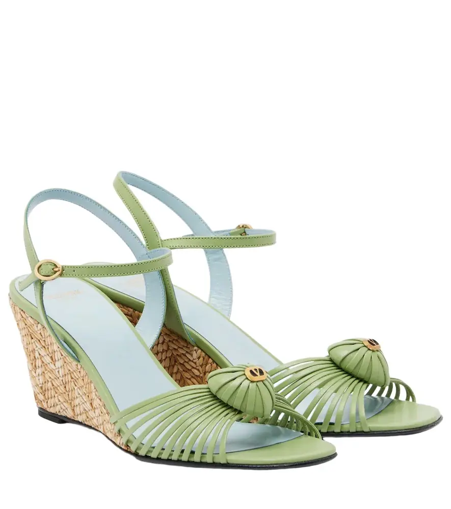 Valentino Garavani Caur Royal leather wedge sandals
